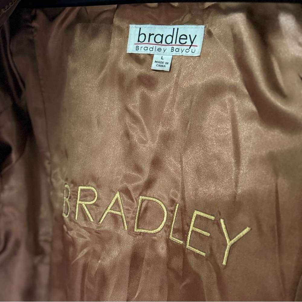 Vintage Stunning Bradley Bayou Brown Croc 100% Leather Jacket w Faux Fur Collar - Picture 5 of 7